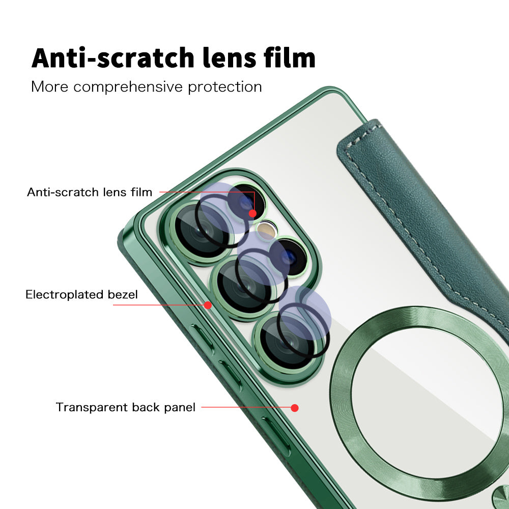 Θήκη MagSafe για Samsung Galaxy S25 Ultra S938, Techsuit, SmartMag Book, Πράσινο