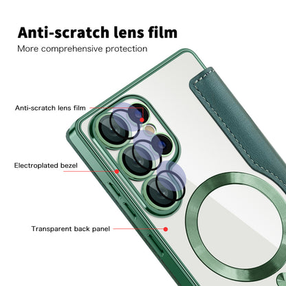 Θήκη MagSafe για Samsung Galaxy S25 Ultra S938, Techsuit, SmartMag Book, Πράσινο