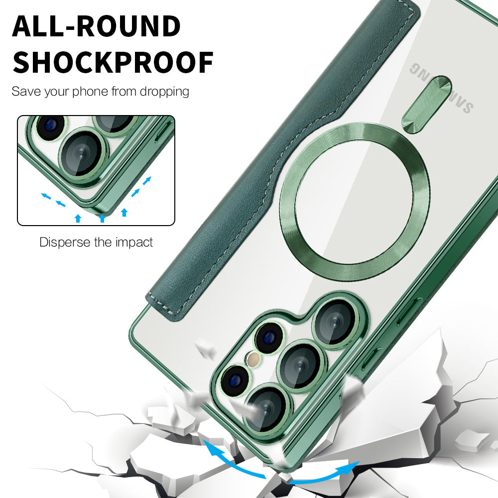 Θήκη MagSafe για Samsung Galaxy S25 Ultra S938, Techsuit, SmartMag Book, Πράσινο