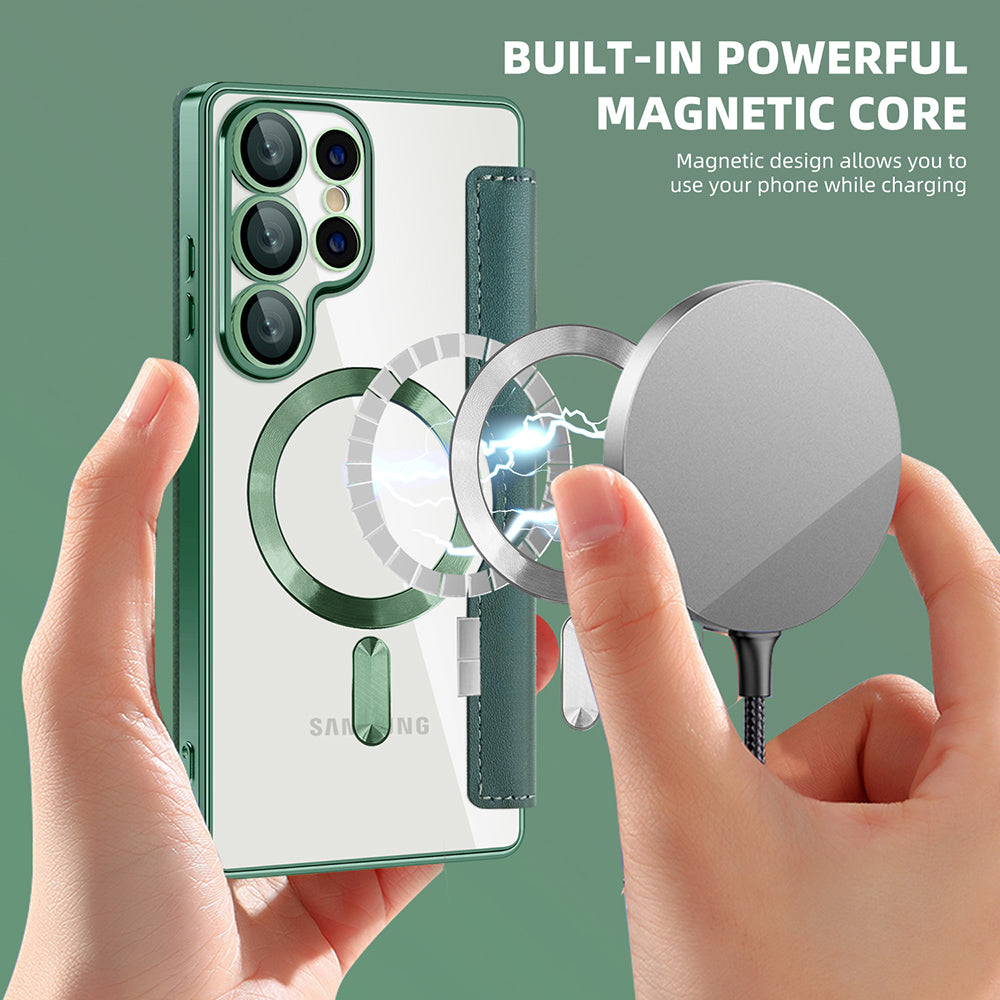 Θήκη MagSafe για Samsung Galaxy S25 Ultra S938, Techsuit, SmartMag Book, Πράσινο