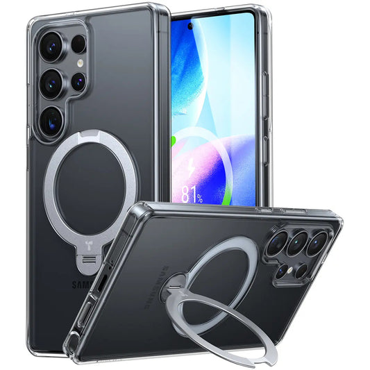 MagSafe Case for Samsung Galaxy S25 Ultra S938, Torras, Ostand Spin, Transparent