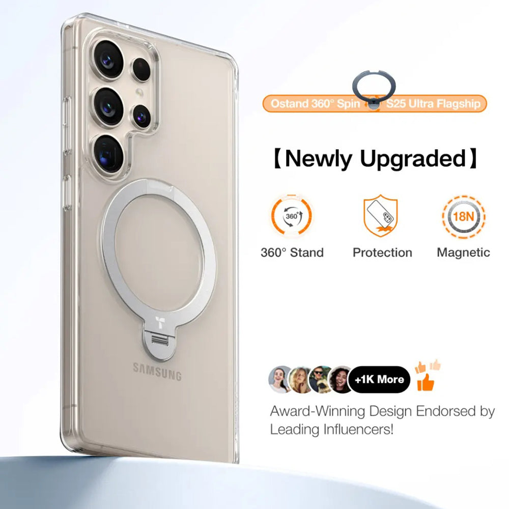 Θήκη MagSafe για Samsung Galaxy S25 Ultra S938, Torras, Ostand Spin, Διαφανής