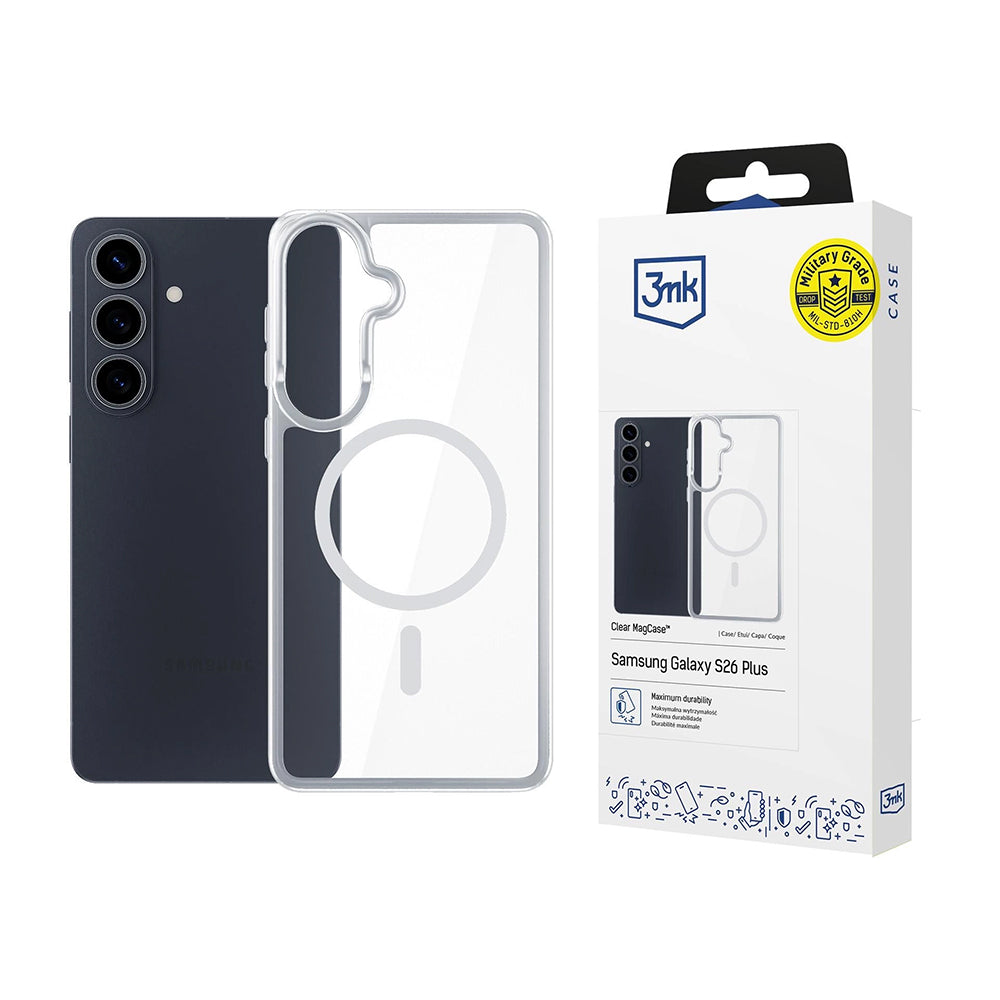 MagSafe Case for Samsung Galaxy S26, 3MK, Armor MagCase, Transparent
