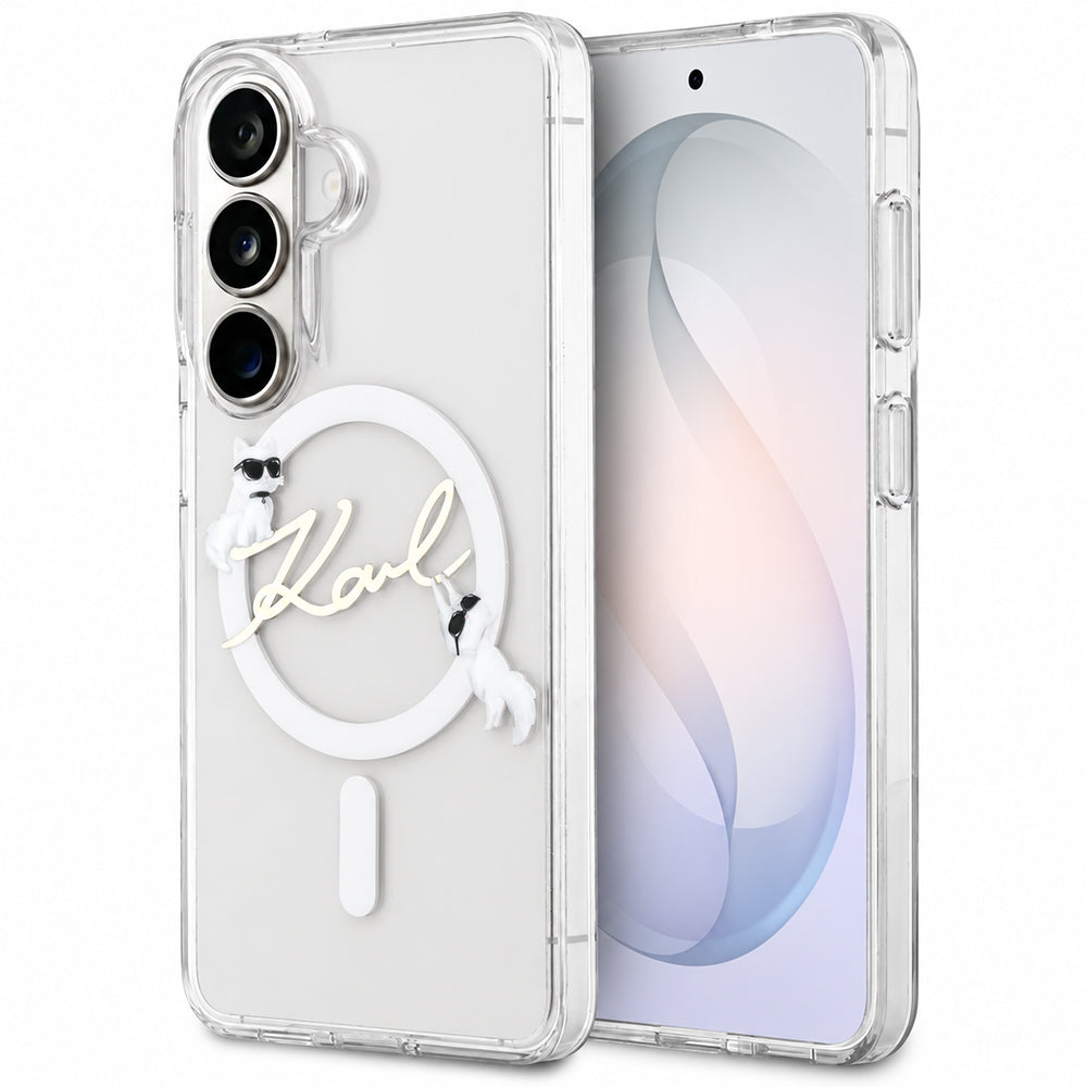 Θήκη MagSafe για Samsung Galaxy S26 FE S741, Karl Lagerfeld, IML Choupette Karl Script Logo, Διαφανής