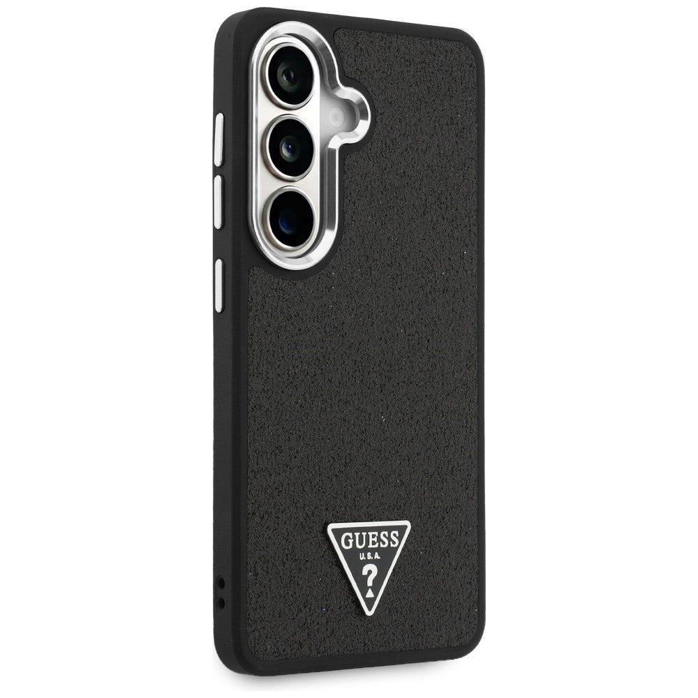 Θήκη MagSafe για Samsung Galaxy S26 Plus S947, Guess, Σταθερό Λογότυπο Τριγώνου με Γκλίτερ, Μαύρο