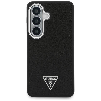Θήκη MagSafe για Samsung Galaxy S26 Plus S947, Guess, Σταθερό Λογότυπο Τριγώνου με Γκλίτερ, Μαύρο