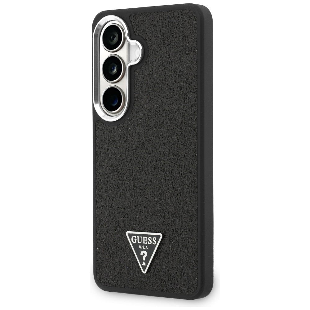 Θήκη MagSafe για Samsung Galaxy S26 Plus S947, Guess, Σταθερό Λογότυπο Τριγώνου με Γκλίτερ, Μαύρο