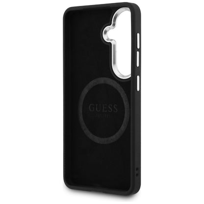 Θήκη MagSafe για Samsung Galaxy S26 Plus S947, Guess, Σταθερό Λογότυπο Τριγώνου με Γκλίτερ, Μαύρο