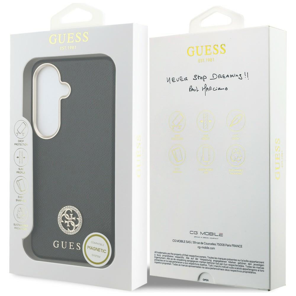 Θήκη MagSafe για Samsung Galaxy S26 Plus S947, Guess, Rhinestone Round Logo, Μαύρη