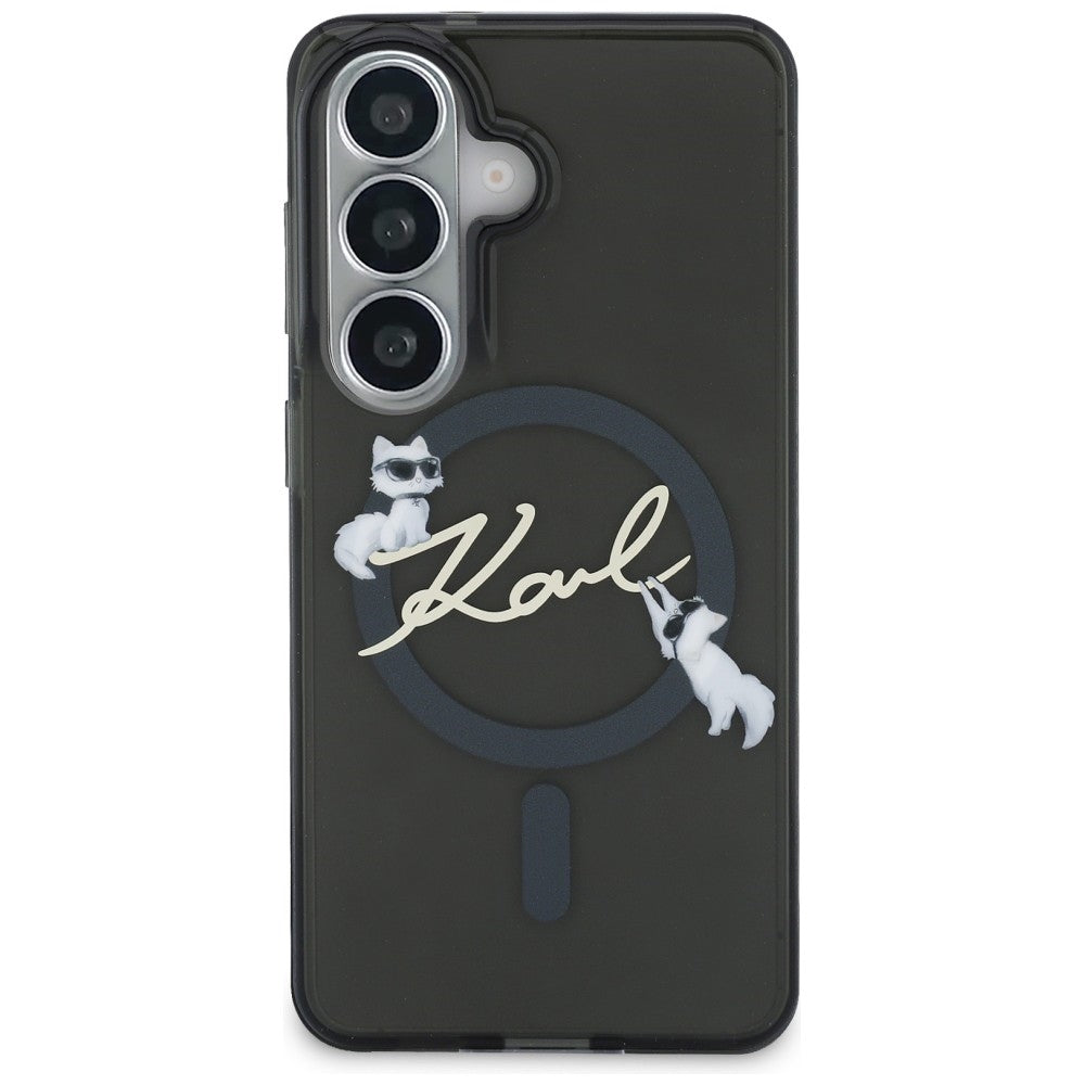 MagSafe Case for Samsung Galaxy S26 Plus S947, Karl Lagerfeld, IML Choupette Karl Script Logo, Black