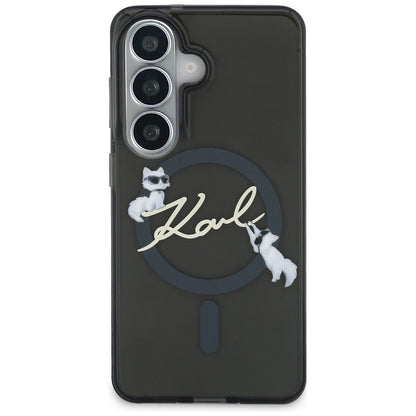 MagSafe Case for Samsung Galaxy S26 Plus S947, Karl Lagerfeld, IML Choupette Karl Script Logo, Black