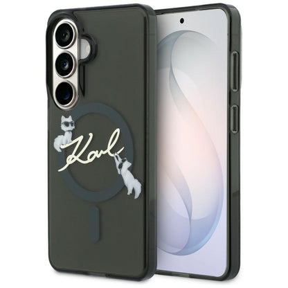 MagSafe Case for Samsung Galaxy S26 Plus S947, Karl Lagerfeld, IML Choupette Karl Script Logo, Black