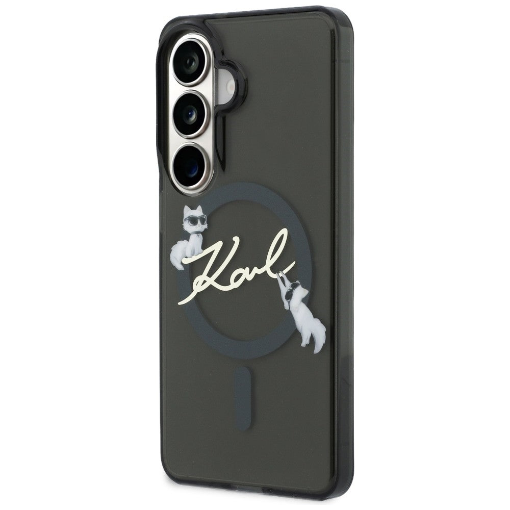 MagSafe Case for Samsung Galaxy S26 Plus S947, Karl Lagerfeld, IML Choupette Karl Script Logo, Black