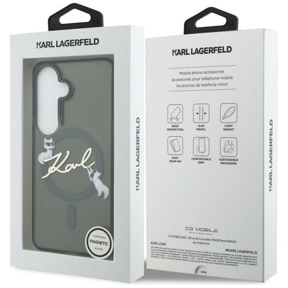 MagSafe Case for Samsung Galaxy S26 Plus S947, Karl Lagerfeld, IML Choupette Karl Script Logo, Black