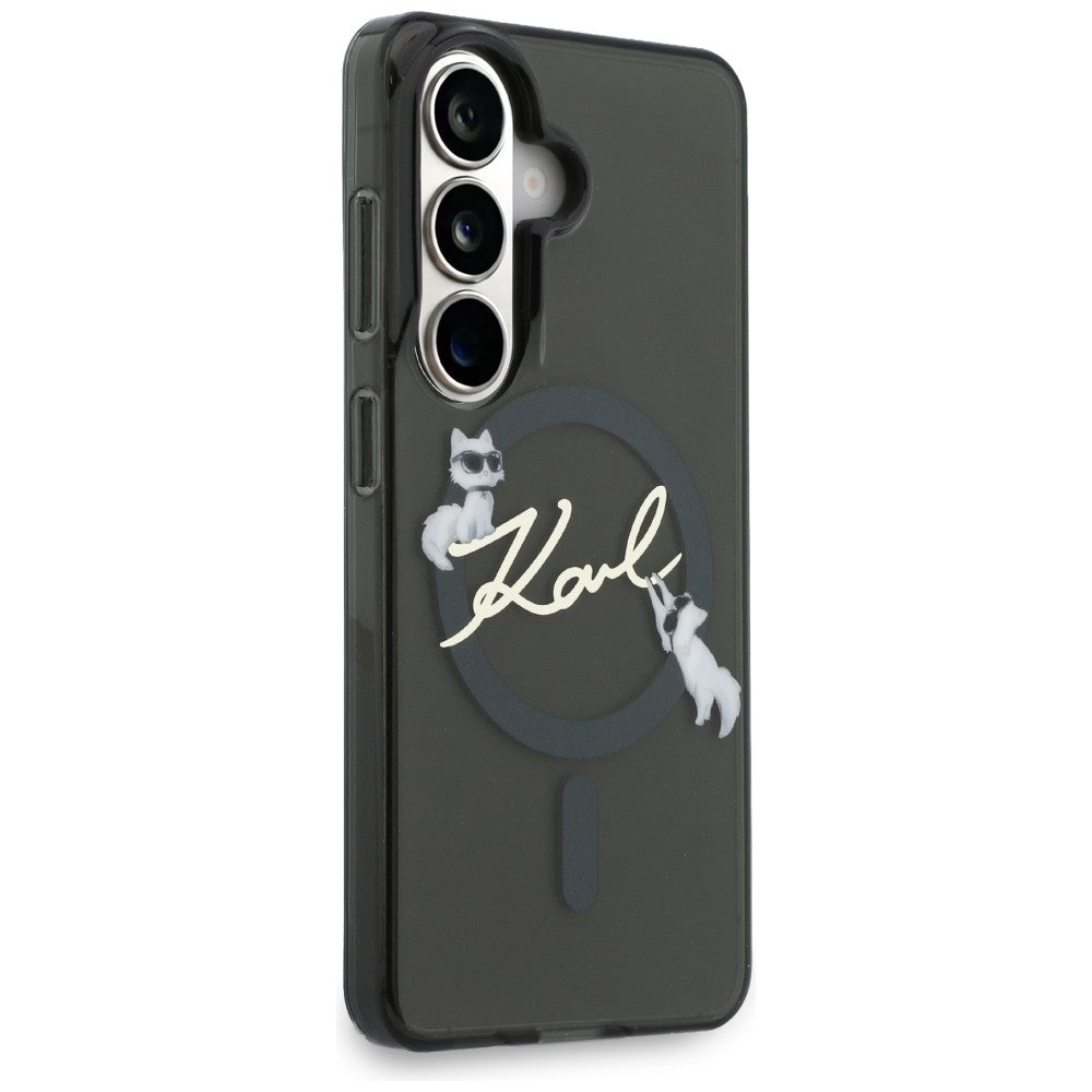 MagSafe Case for Samsung Galaxy S26 Plus S947, Karl Lagerfeld, IML Choupette Karl Script Logo, Black