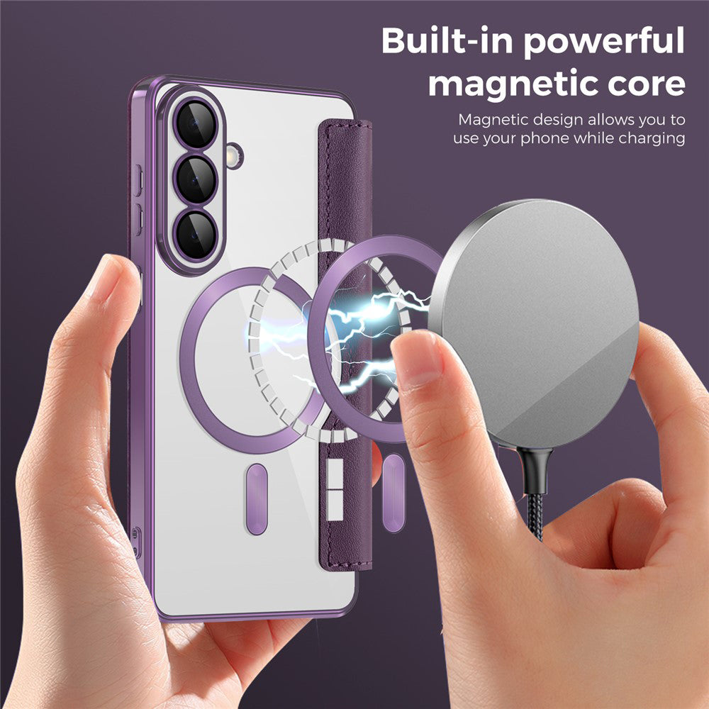 MagSafe Case for Samsung Galaxy S26 Plus S947, Techsuit, SmartMag Book, Purple