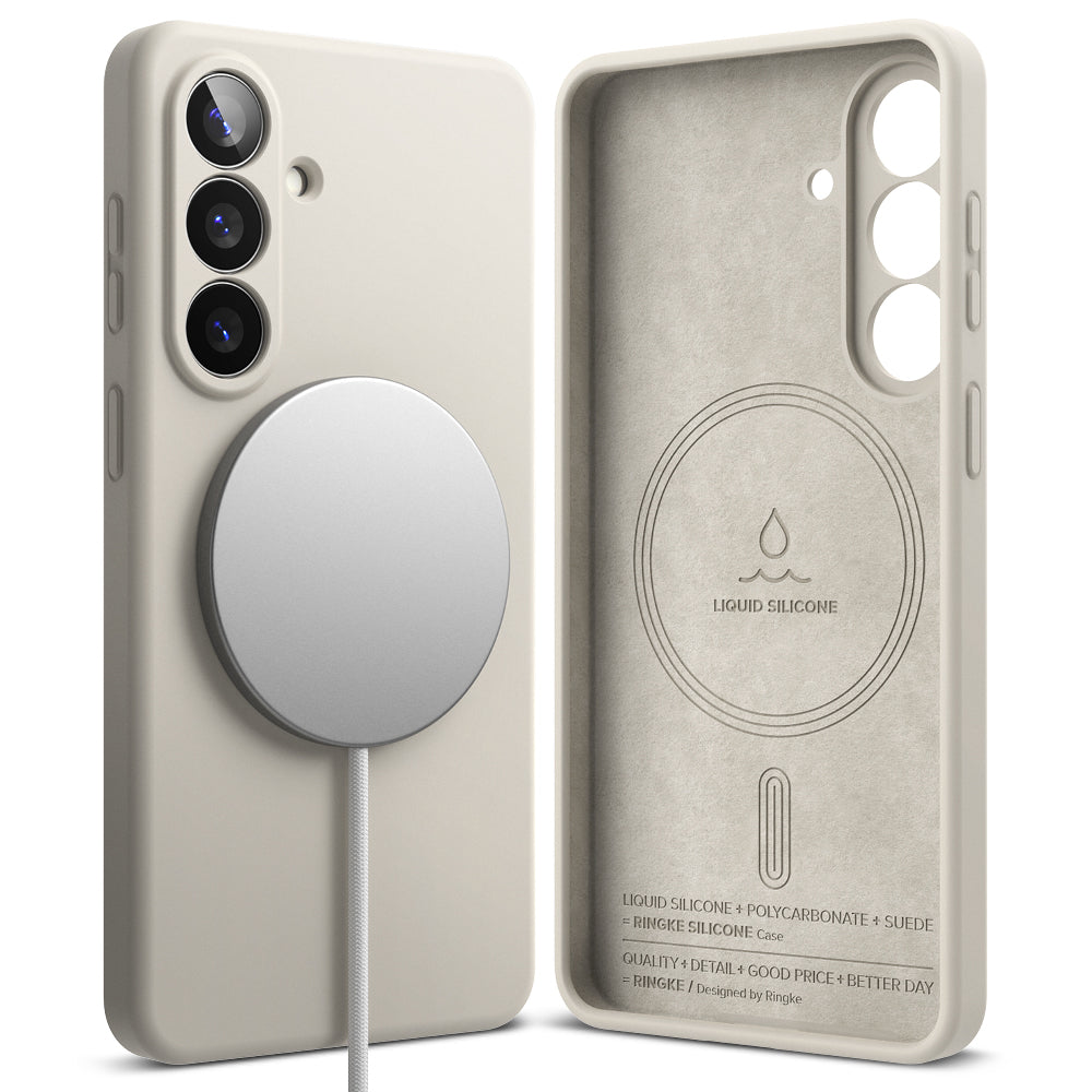 Θήκη MagSafe για Samsung Galaxy S26, Ringke, Σιλικόνη, Κρεμ