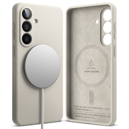 Θήκη MagSafe για Samsung Galaxy S26, Ringke, Σιλικόνη, Κρεμ