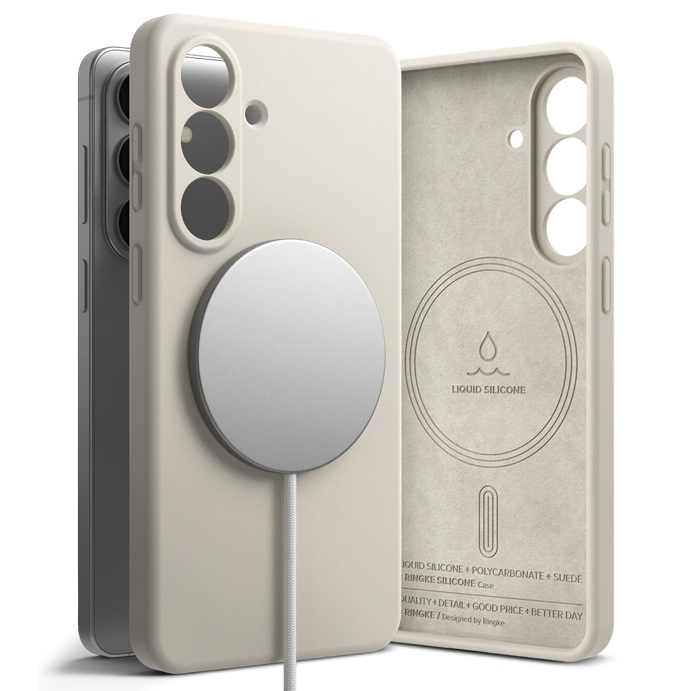 Θήκη MagSafe για Samsung Galaxy S26, Ringke, Σιλικόνη, Κρεμ