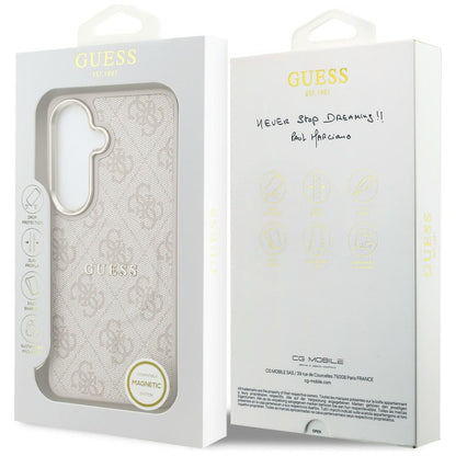 MagSafe Case for Samsung Galaxy S26 S942, Guess, 4G Embossed Ring, Pink