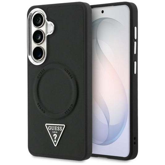 Θήκη MagSafe για Samsung Galaxy S26 S942, Guess, Embossed Ring Triangle Logo, Μαύρη