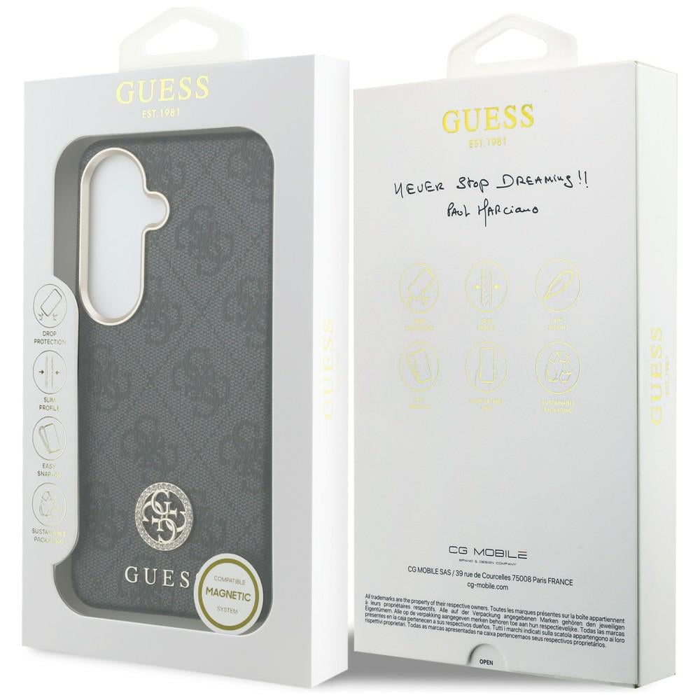 Θήκη MagSafe για Samsung Galaxy S26 S942, Guess, Rhinestone Round Logo, Μαύρη