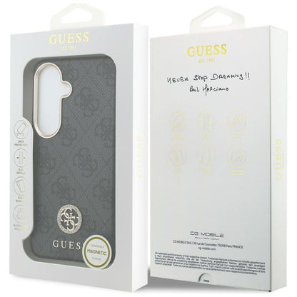 Θήκη MagSafe για Samsung Galaxy S26 S942, Guess, Rhinestone Round Logo, Μαύρη