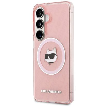 Θήκη MagSafe για Samsung Galaxy S26 S942, Karl Lagerfeld, IML Choupette Head on KL Repeated Logo, Ροζ