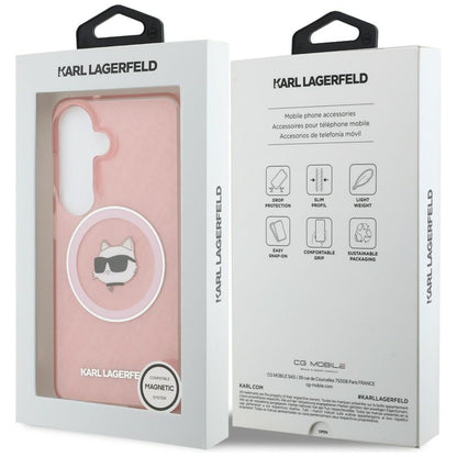 Θήκη MagSafe για Samsung Galaxy S26 S942, Karl Lagerfeld, IML Choupette Head on KL Repeated Logo, Ροζ