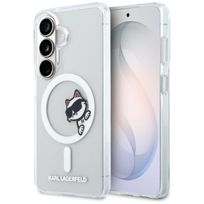 MagSafe Case for Samsung Galaxy S26 S942, Karl Lagerfeld, IML Choupette Peekaboo Logo, White