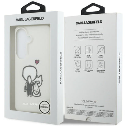 MagSafe Case for Samsung Galaxy S26 S942, Karl Lagerfeld, IML Karl & Choupette Back Logo, White