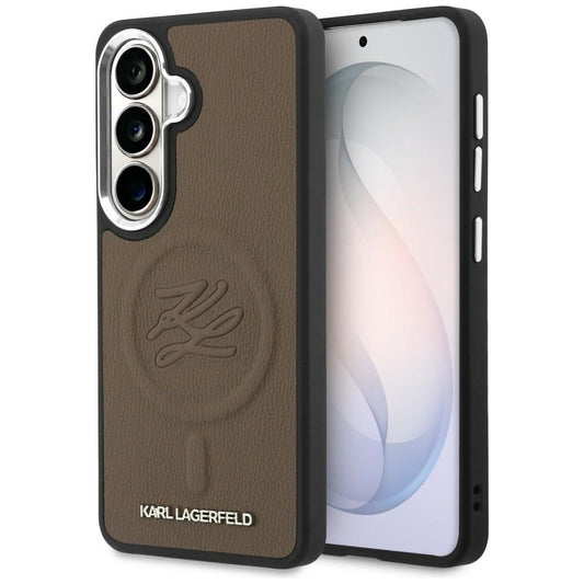Θήκη MagSafe για Samsung Galaxy S26 S942, Karl Lagerfeld, Initial Logo Debossed, Καφέ