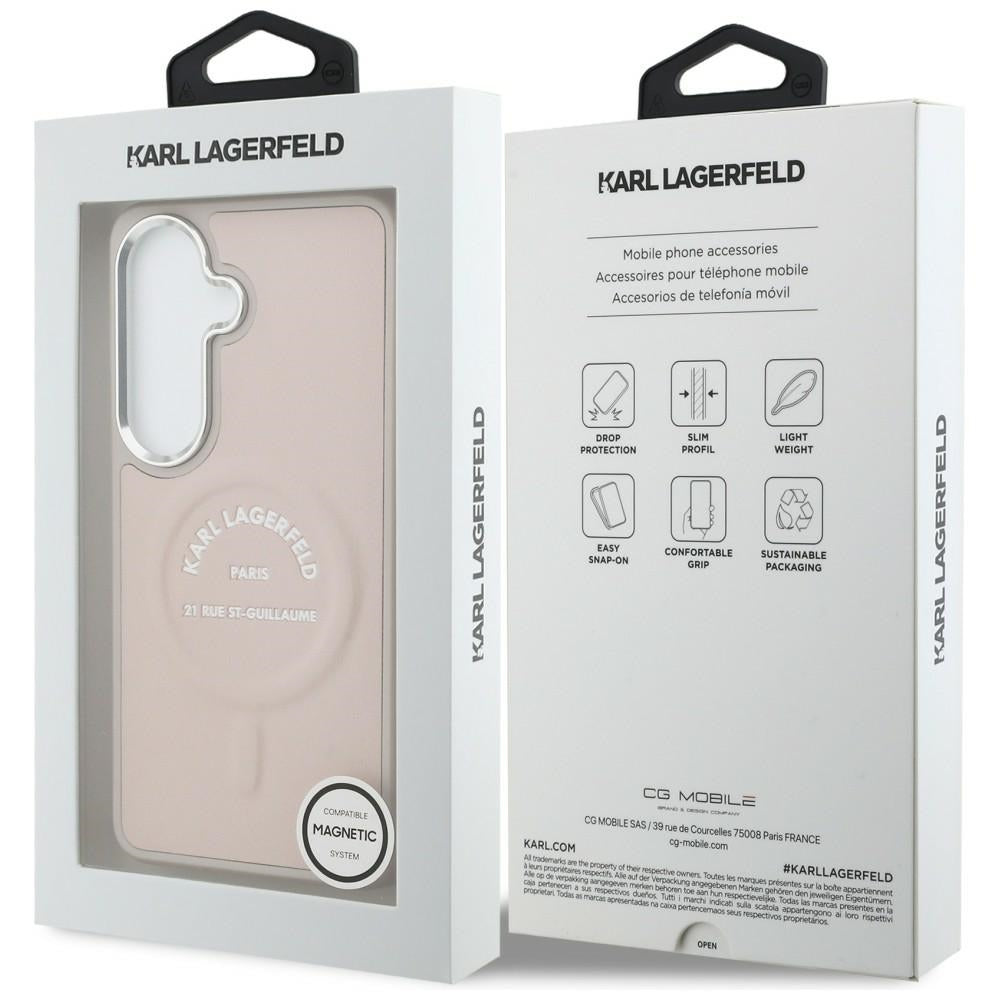 Θήκη MagSafe για Samsung Galaxy S26 S942, Karl Lagerfeld, Λογότυπο Karl RSG, Ροζ
