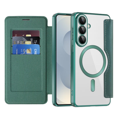 MagSafe Case for Samsung Galaxy S26 S942, Techsuit, SmartMag Book, Green