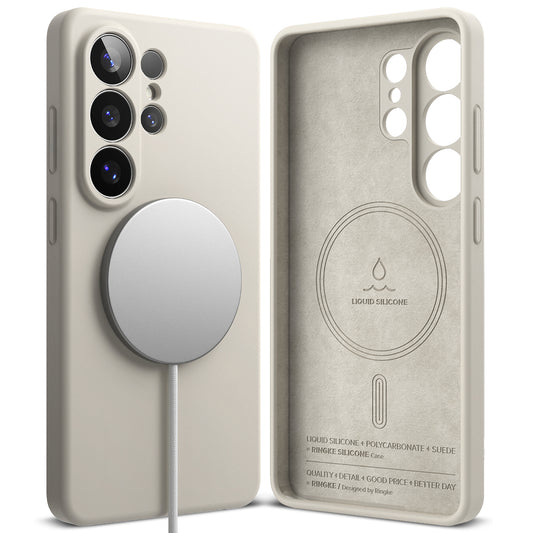 Θήκη MagSafe για Samsung Galaxy S26 Ultra, Ringke, Σιλικόνη, Κρεμ