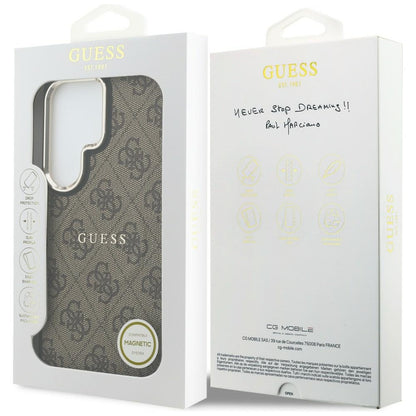 Θήκη MagSafe για Samsung Galaxy S26 Ultra S948, Guess, 4G Embossed Ring, Καφέ