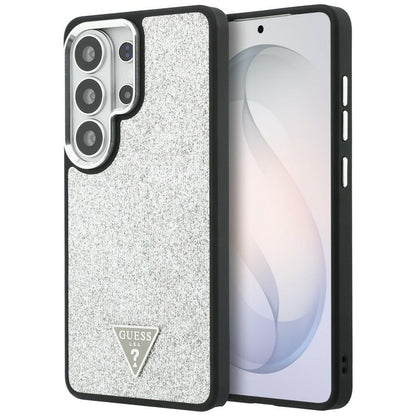 Θήκη MagSafe για Samsung Galaxy S26 Ultra S948, Guess, Σταθερό Λογότυπο Τριγώνου με Γκλίτερ, Ασημί