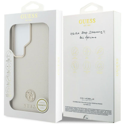 Θήκη MagSafe για Samsung Galaxy S26 Ultra S948, Guess, Rhinestone Round Logo, Μπεζ