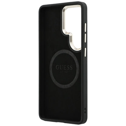 Θήκη MagSafe για Samsung Galaxy S26 Ultra S948, GUESS, Saffiano Peony Embossed Ring, Μαύρη