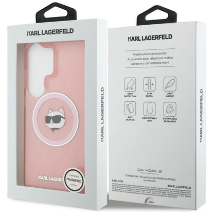 Θήκη MagSafe για Samsung Galaxy S26 Ultra S948, Karl Lagerfeld, IML Choupette Head on KL Repeated Logo, Ροζ