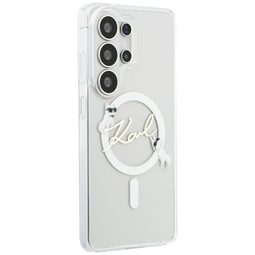 Θήκη MagSafe για Samsung Galaxy S26 Ultra S948, Karl Lagerfeld, IML Choupette Karl Script Logo, Λευκή.