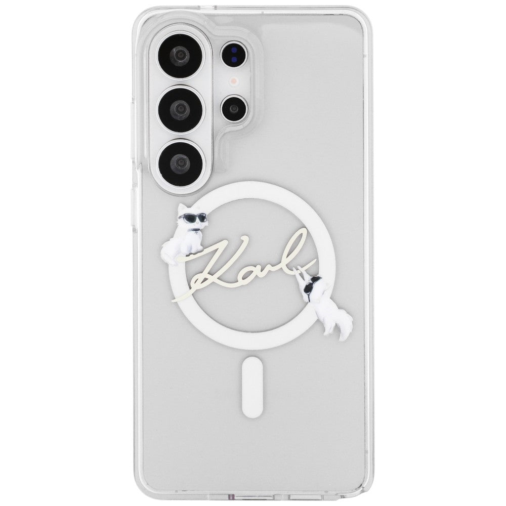 Θήκη MagSafe για Samsung Galaxy S26 Ultra S948, Karl Lagerfeld, IML Choupette Karl Script Logo, Λευκή.