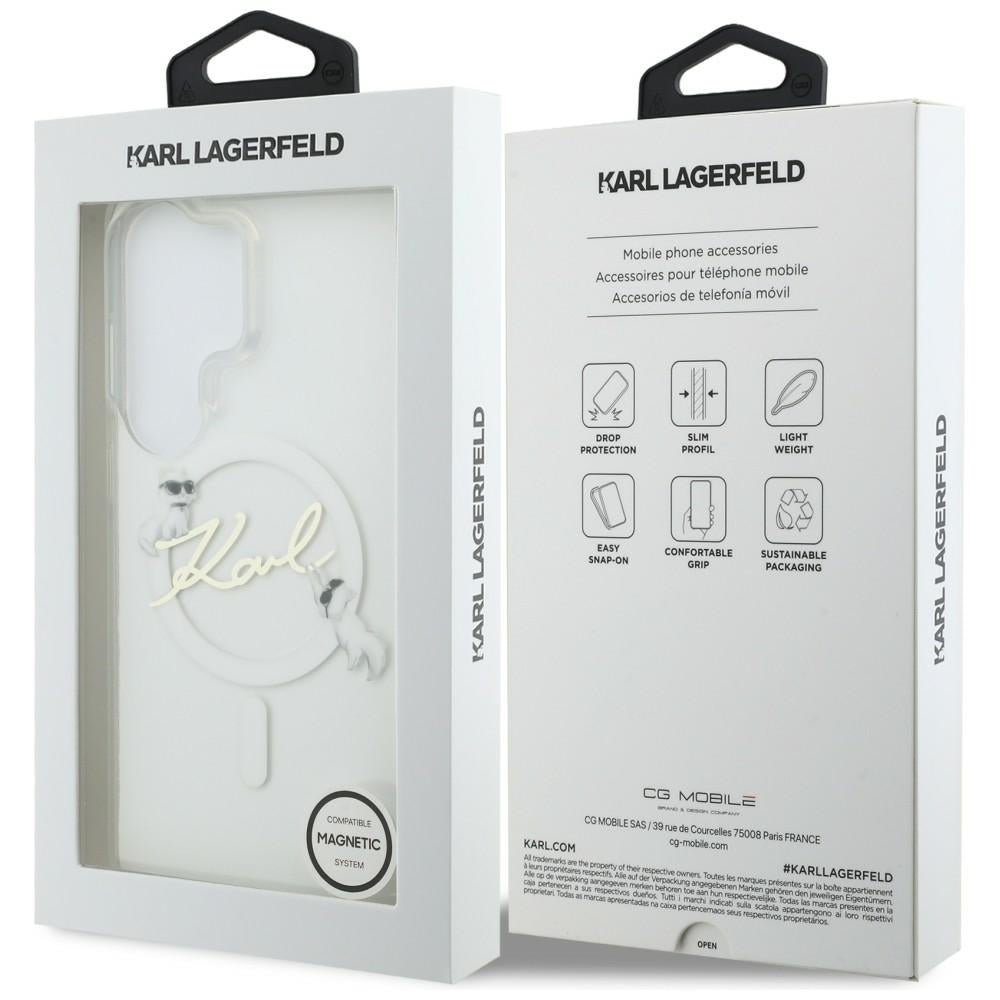 Θήκη MagSafe για Samsung Galaxy S26 Ultra S948, Karl Lagerfeld, IML Choupette Karl Script Logo, Λευκή.
