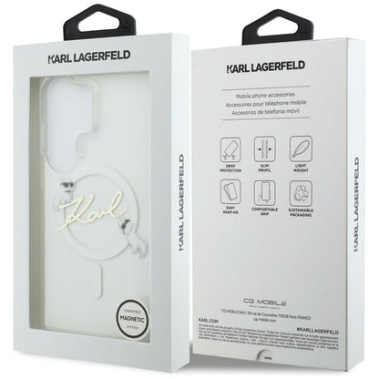 Θήκη MagSafe για Samsung Galaxy S26 Ultra S948, Karl Lagerfeld, IML Choupette Karl Script Logo, Λευκή.
