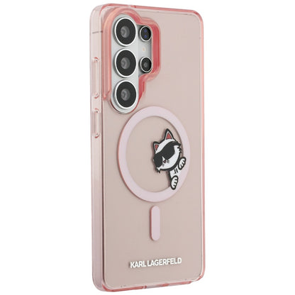 MagSafe Case for Samsung Galaxy S26 Ultra S948, Karl Lagerfeld, IML Choupette Peekaboo Logo, Pink