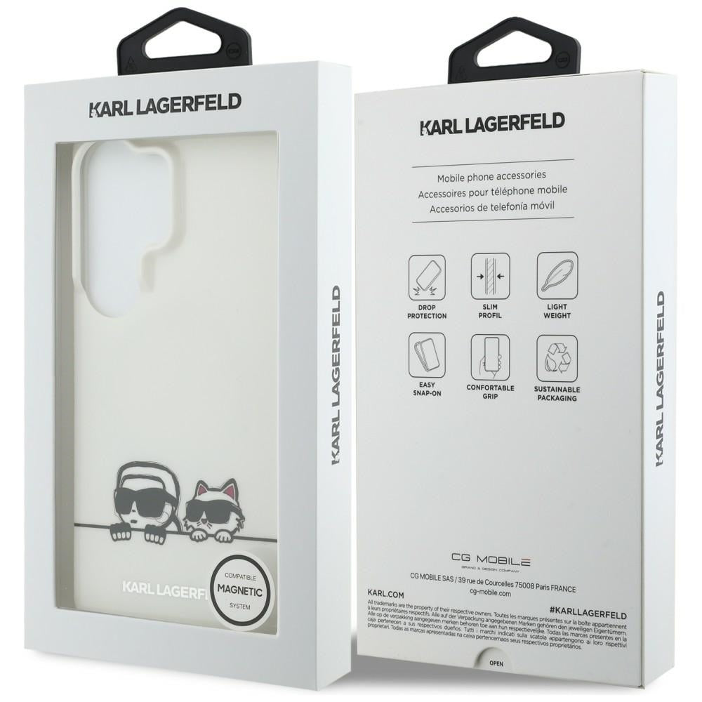 Θήκη MagSafe για Samsung Galaxy S26 Ultra S948, Karl Lagerfeld, IML Karl & Choupette Peekaboo Logo, Λευκή