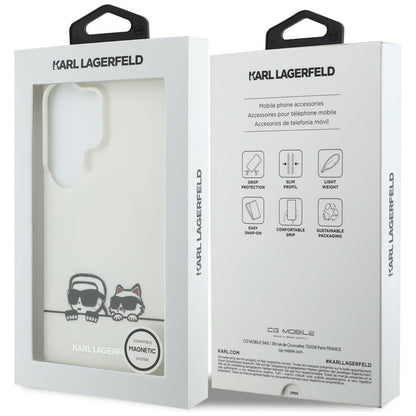 Θήκη MagSafe για Samsung Galaxy S26 Ultra S948, Karl Lagerfeld, IML Karl & Choupette Peekaboo Logo, Λευκή