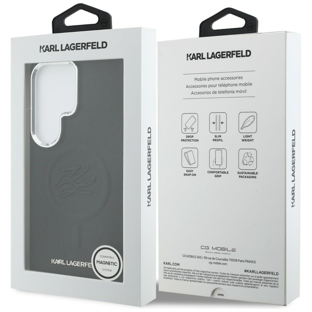 Θήκη MagSafe για Samsung Galaxy S26 Ultra S948, Karl Lagerfeld, Initial Logo Debossed, Μαύρη