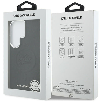 Θήκη MagSafe για Samsung Galaxy S26 Ultra S948, Karl Lagerfeld, Initial Logo Debossed, Μαύρη