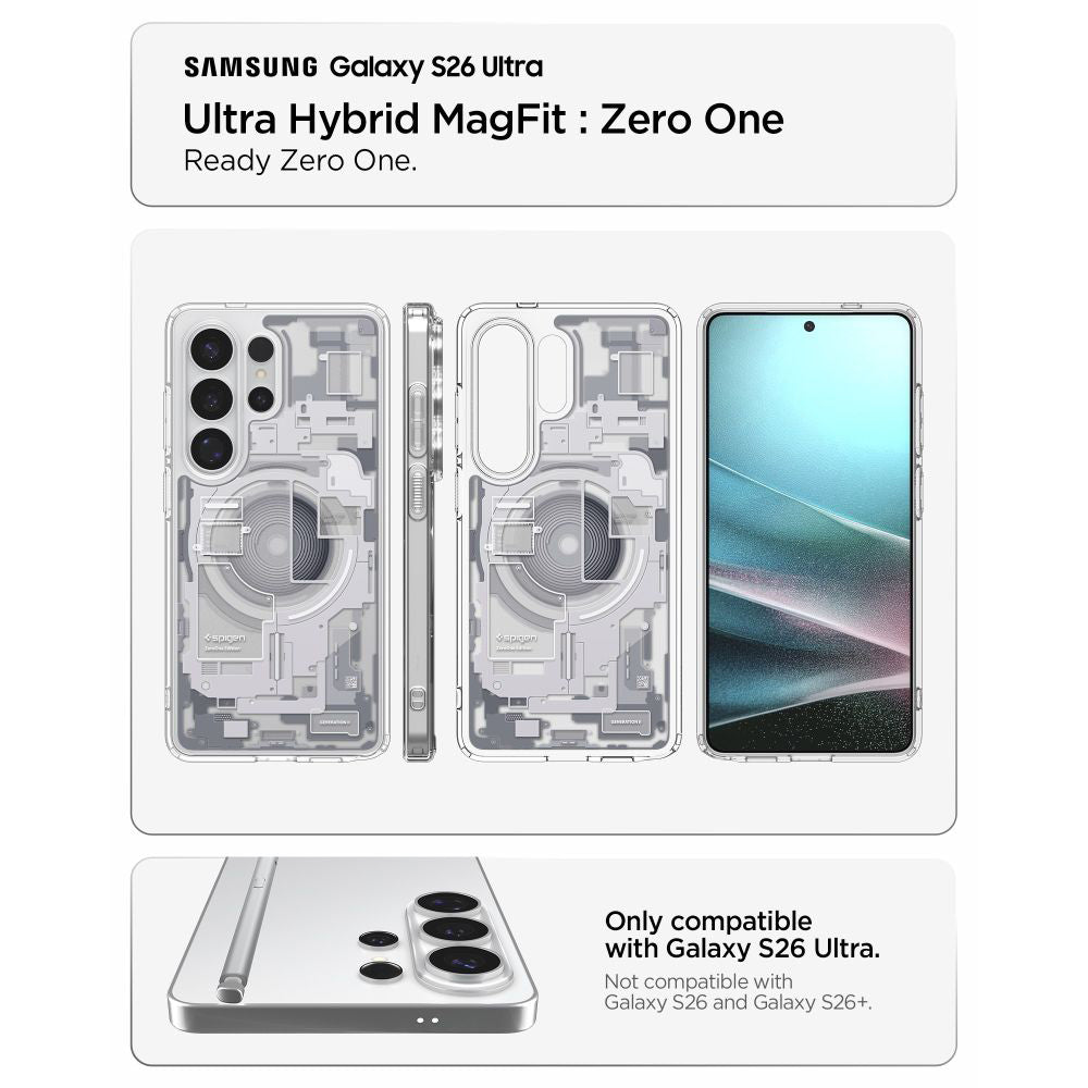Θήκη MagSafe για Samsung Galaxy S26 Ultra S948, Spigen, Ultra Hybrid Zero One, Λευκή ACS10683